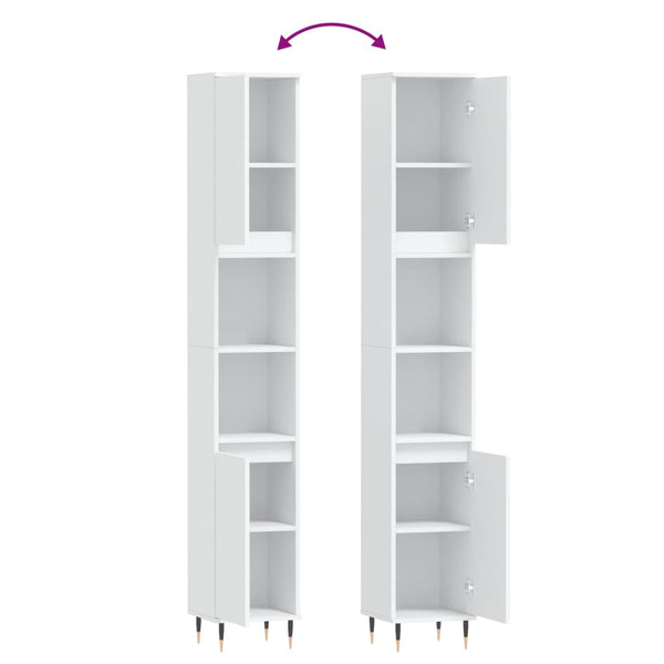 Kylpyhuoneen kaappi valkoinen 30x30x190 cm tekninen puu