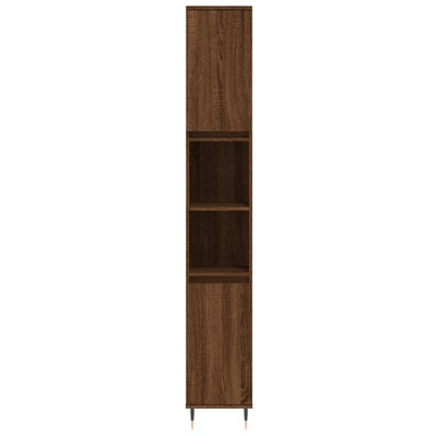 Kylpyhuoneen kaappi ruskea tammi 30x30x190 cm tekninen puu