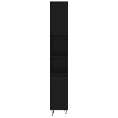 Kylpyhuoneen kaappi musta 30x30x190 cm tekninen puu