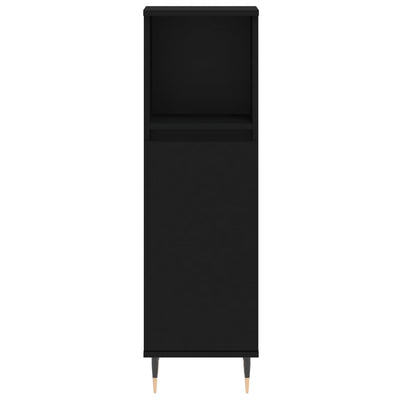 Kylpyhuoneen kaappi musta 30x30x100 cm tekninen puu