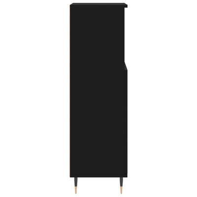 Kylpyhuoneen kaappi musta 30x30x100 cm tekninen puu