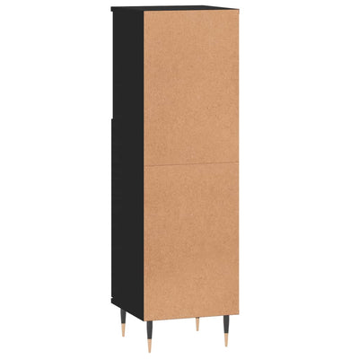 Kylpyhuoneen kaappi musta 30x30x100 cm tekninen puu