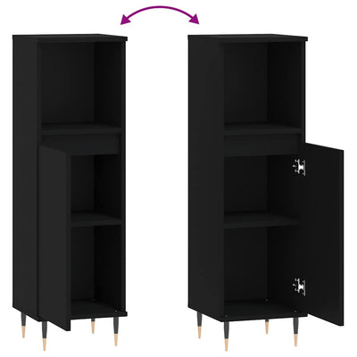 Musta kylpyhuoneen kaappi Bojan 30x30x100cm (puinen)