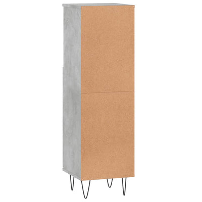 Kylpyhuoneen kaappi betoninharmaa 30x30x100 cm tekninen puu