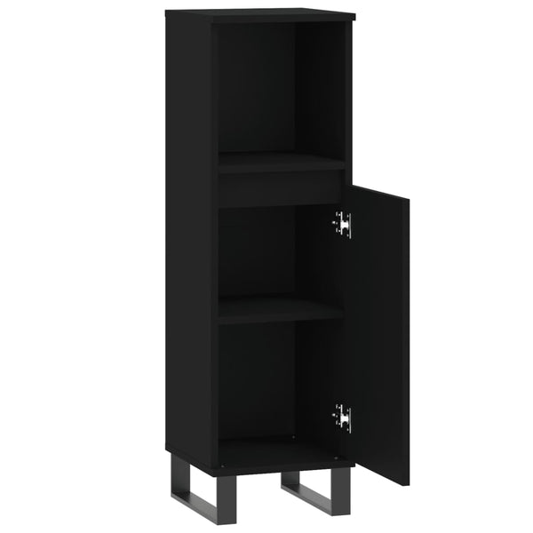 Kylpyhuoneen kaappi musta 30x30x100 cm tekninen puu