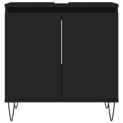 Kylpyhuoneen kaappi musta 58x33x60 cm tekninen puu