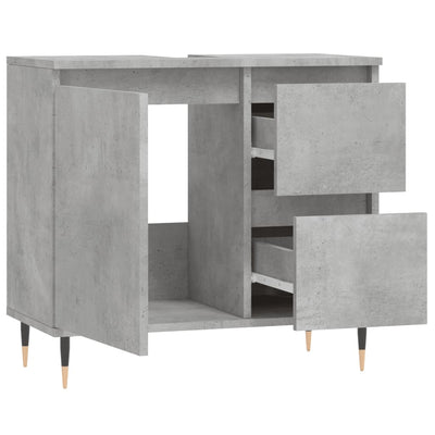 Kylpyhuoneen kaappi betoninharmaa 65x33x60 cm tekninen puu