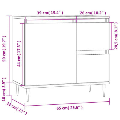 Kylpyhuoneen kaappi ruskea tammi 65x33x60 cm tekninen puu