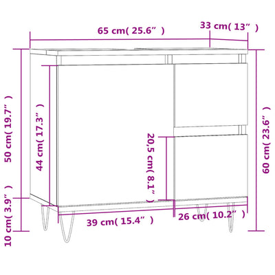 Kylpyhuoneen kaappi musta 65x33x60 cm tekninen puu