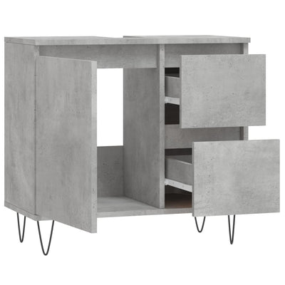 Kylpyhuoneen kaappi betoninharmaa 65x33x60 cm tekninen puu