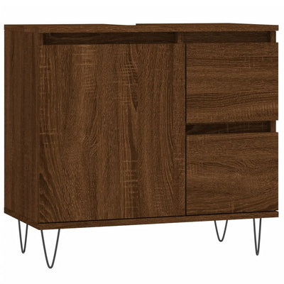 Kylpyhuoneen kaappi ruskea tammi 65x33x60 cm tekninen puu