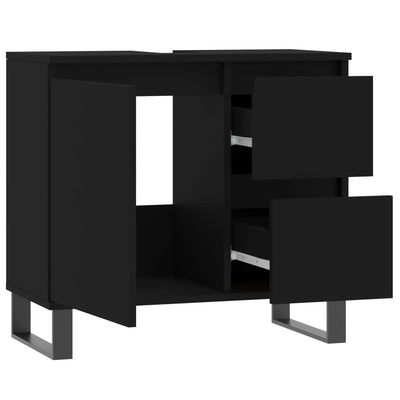 Kylpyhuoneen kaappi musta 65x33x60 cm tekninen puu