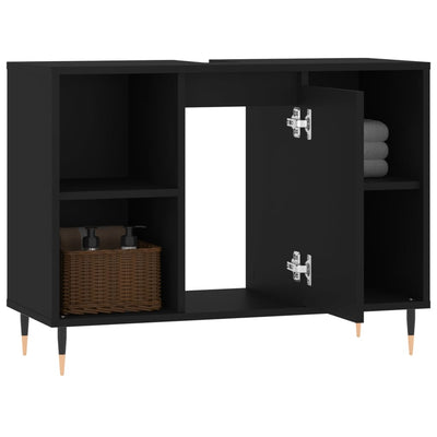 Kylpyhuoneen kaappi musta 80x33x60 cm tekninen puu