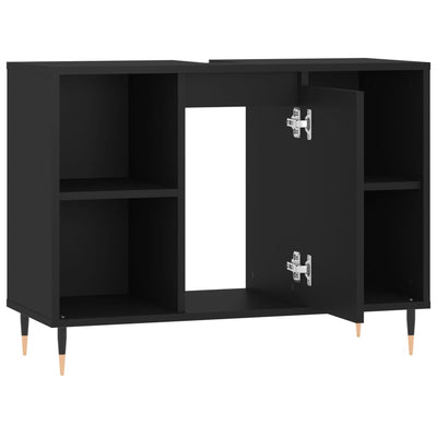 Kylpyhuoneen kaappi musta 80x33x60 cm tekninen puu
