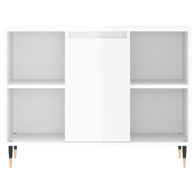 Kylpyhuoneen kaappi korkeakiilto valk. 80x33x60 cm tekninen puu