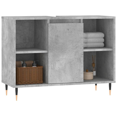 Kylpyhuoneen kaappi betoninharmaa 80x33x60 cm tekninen puu