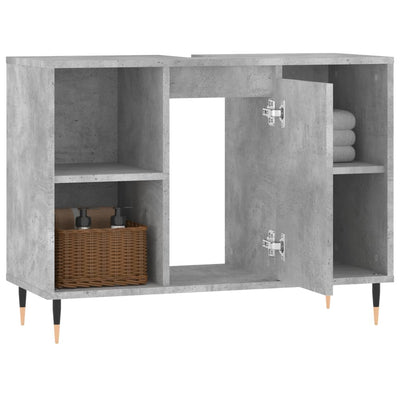 Kylpyhuoneen kaappi betoninharmaa 80x33x60 cm tekninen puu