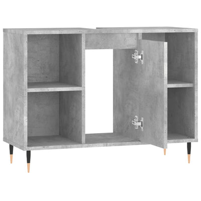 Kylpyhuoneen kaappi betoninharmaa 80x33x60 cm tekninen puu
