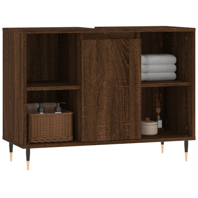 Kylpyhuoneen kaappi ruskea tammi 80x33x60 cm tekninen puu