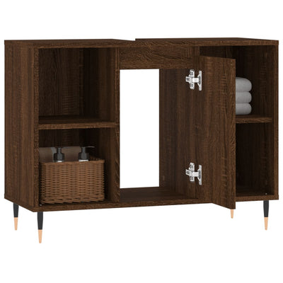 Kylpyhuoneen kaappi ruskea tammi 80x33x60 cm tekninen puu