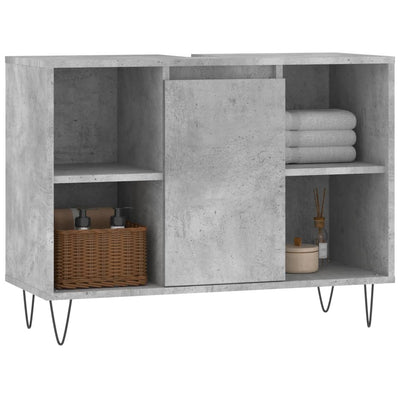 Kylpyhuoneen kaappi betoninharmaa 80x33x60 cm tekninen puu