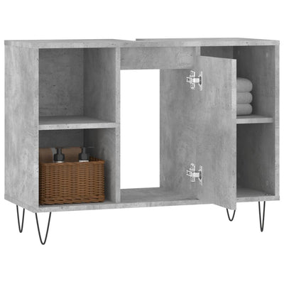 Kylpyhuoneen kaappi betoninharmaa 80x33x60 cm tekninen puu