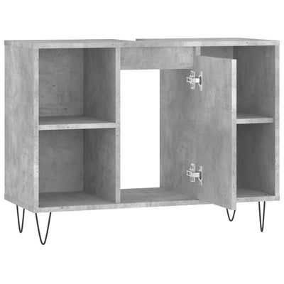 Kylpyhuoneen kaappi betoninharmaa 80x33x60 cm tekninen puu