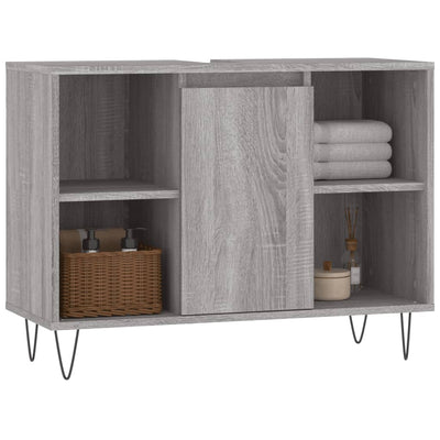 Kylpyhuoneen kaappi harmaa Sonoma 80x33x60 cm tekninen puu
