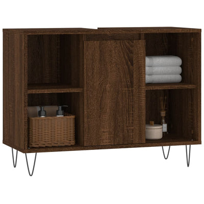 Kylpyhuoneen kaappi ruskea tammi 80x33x60 cm tekninen puu