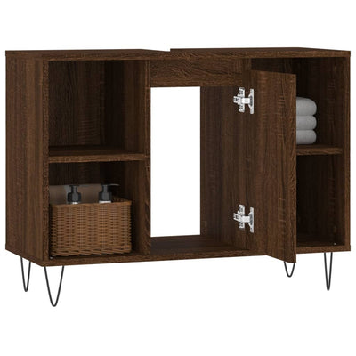Kylpyhuoneen kaappi ruskea tammi 80x33x60 cm tekninen puu