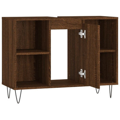 Kylpyhuoneen kaappi ruskea tammi 80x33x60 cm tekninen puu
