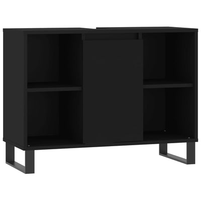 Kylpyhuoneen kaappi musta 80x33x60 cm tekninen puu