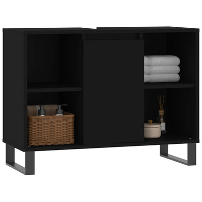 Kylpyhuoneen kaappi musta 80x33x60 cm tekninen puu