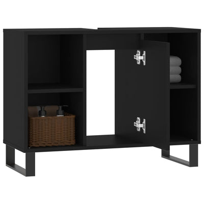 Kylpyhuoneen kaappi musta 80x33x60 cm tekninen puu