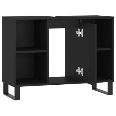 Kylpyhuoneen kaappi musta 80x33x60 cm tekninen puu