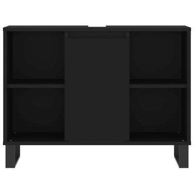 Kylpyhuoneen kaappi musta 80x33x60 cm tekninen puu