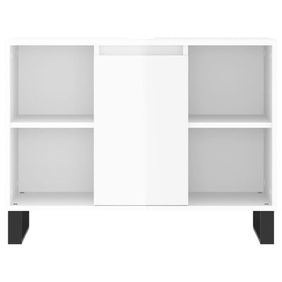 Kylpyhuoneen kaappi korkeakiilto valk. 80x33x60 cm tekninen puu