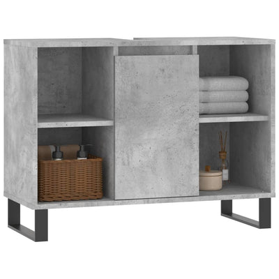 Kylpyhuoneen kaappi betoninharmaa 80x33x60 cm tekninen puu