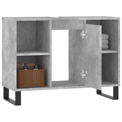 Kylpyhuoneen kaappi betoninharmaa 80x33x60 cm tekninen puu