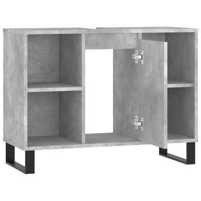 Kylpyhuoneen kaappi betoninharmaa 80x33x60 cm tekninen puu