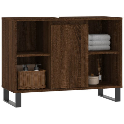 Kylpyhuoneen kaappi ruskea tammi 80x33x60 cm tekninen puu