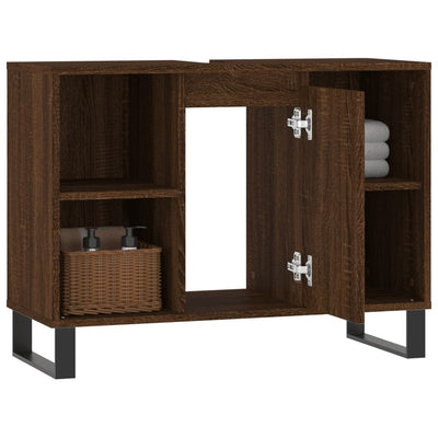 Kylpyhuoneen kaappi ruskea tammi 80x33x60 cm tekninen puu