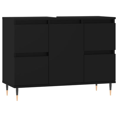 Kylpyhuoneen kaappi musta 80x33x60 cm tekninen puu