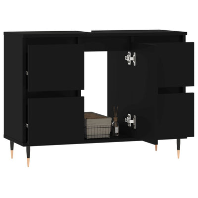 Kylpyhuoneen kaappi musta 80x33x60 cm tekninen puu