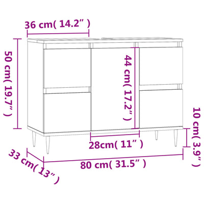 Kylpyhuoneen kaappi musta 80x33x60 cm tekninen puu