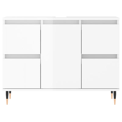 Kylpyhuoneen kaappi korkeakiilto valk. 80x33x60 cm tekninen puu