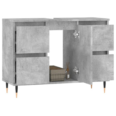 Kylpyhuoneen kaappi betoninharmaa 80x33x60 cm tekninen puu