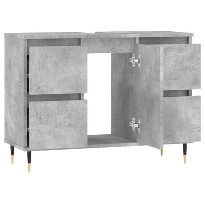 Kylpyhuoneen kaappi betoninharmaa 80x33x60 cm tekninen puu