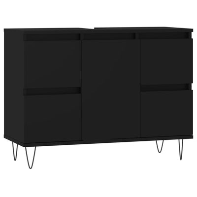 Kylpyhuoneen kaappi musta 80x33x60 cm tekninen puu