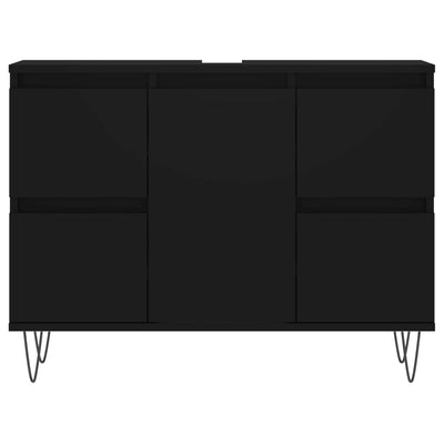 Kylpyhuoneen kaappi musta 80x33x60 cm tekninen puu